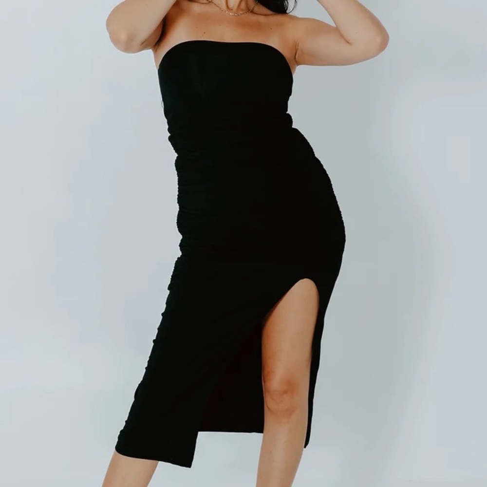 Klassy Network Tube Top Brami Dress - Black